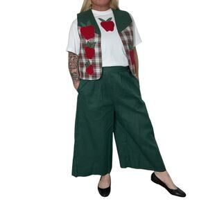 Vintage Hand Home Made Grannycore Set vest pants sz 8 Medium homemade Strawberry